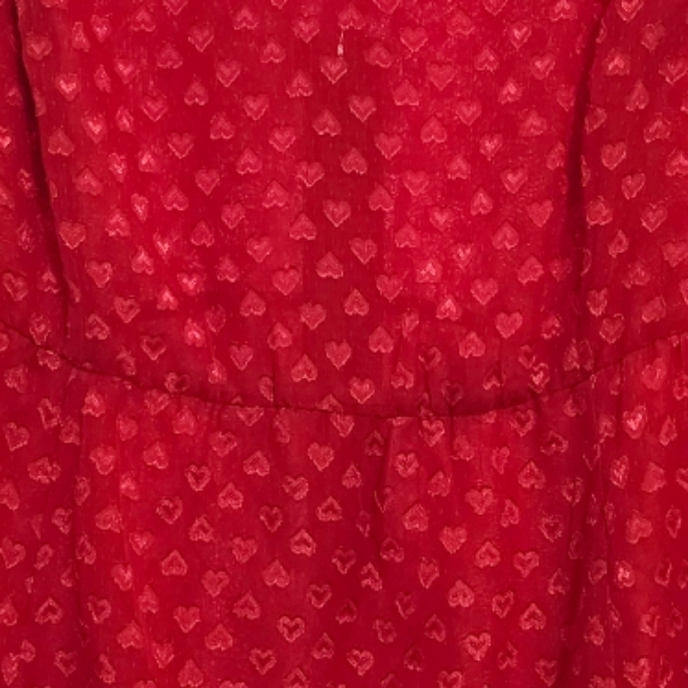 Torrid Red Peplum Chiffon Heart Clip Dot Flowy Sheer Blouse, Size 2x - Picture 6 of 10